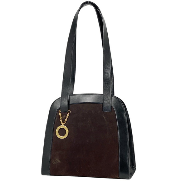 Celine Shoulder Bag Tote Brown Black Suede - Picture 1 of 6